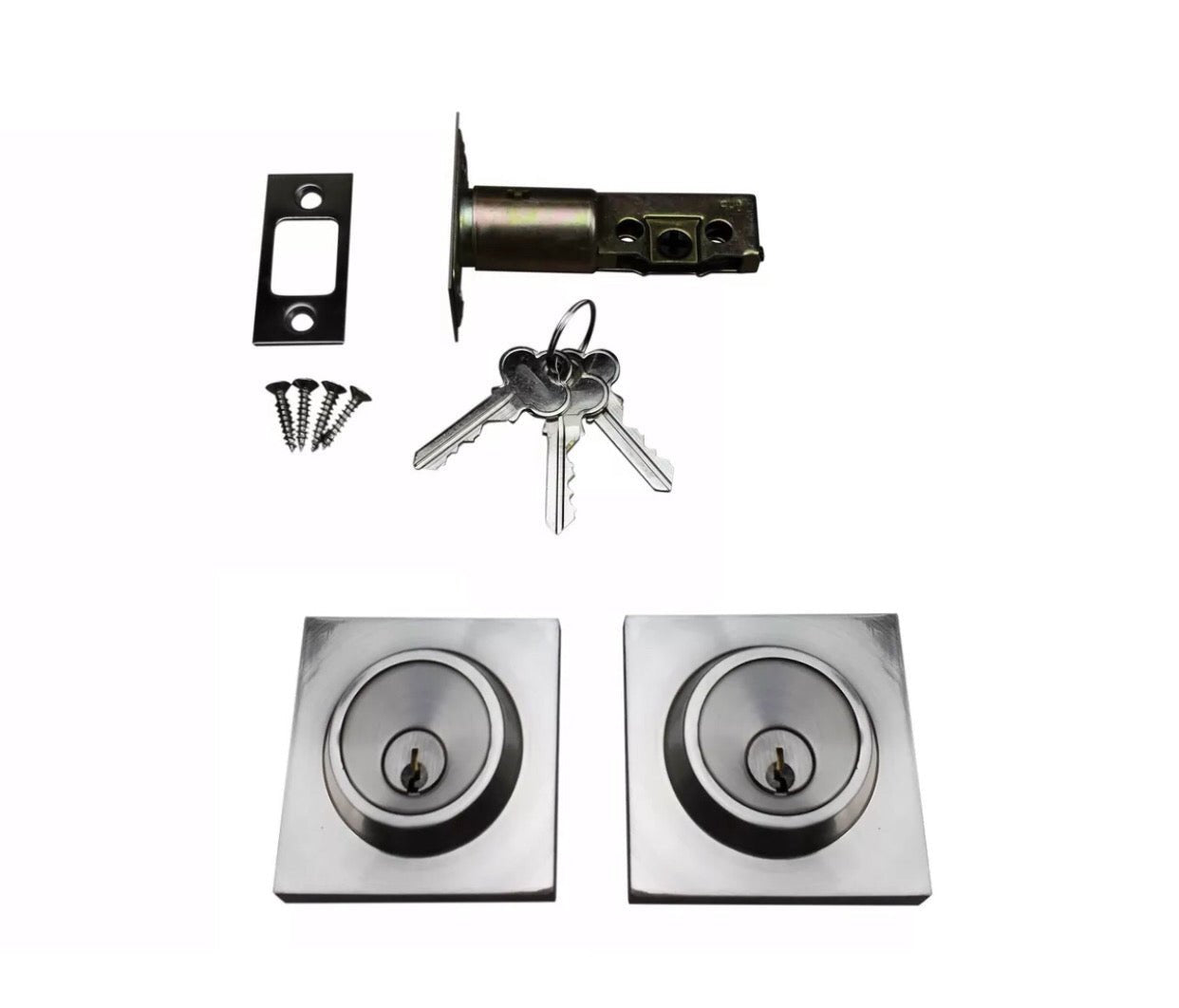 D1 - Astor Satin Nickel Slimline Square Double Cylinder Deadbolt - Just Doors NSW