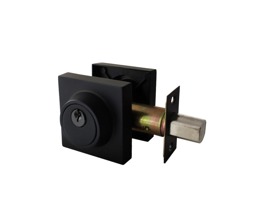 D1- Astor Matte Black Slimline Square Single Cylinder Deadbolt
