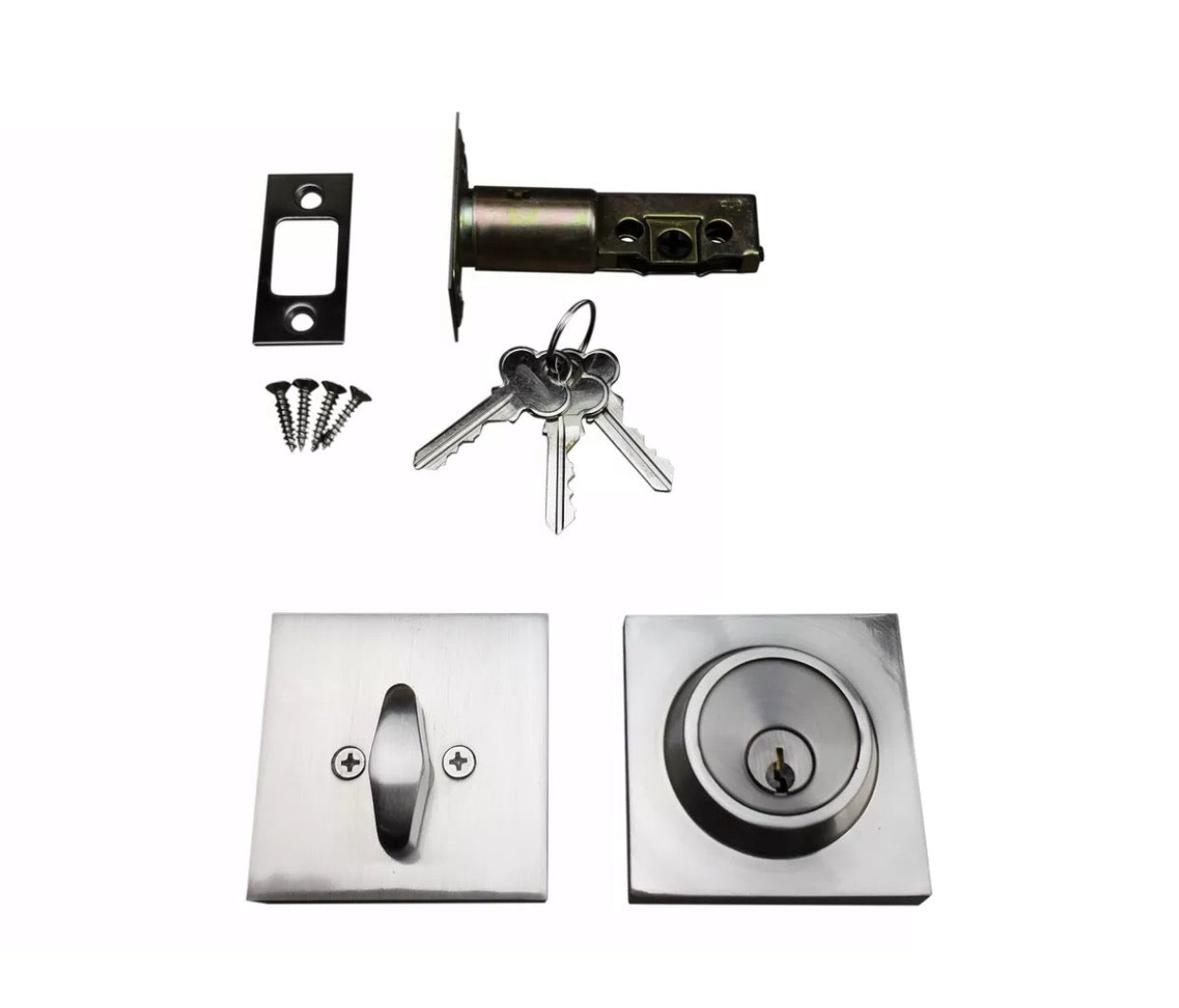 D1- Astor Satin Nickel Slimline Square Single Cylinder Deadbolt