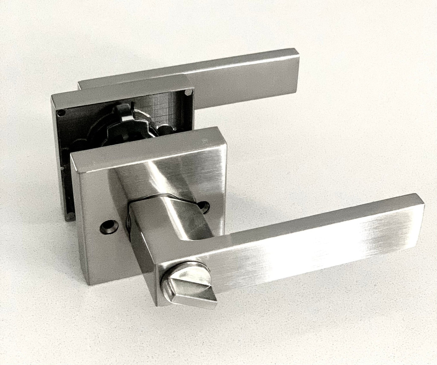 L2 - Brooklyn Satin Nickel Entrance lever - Just Doors NSW