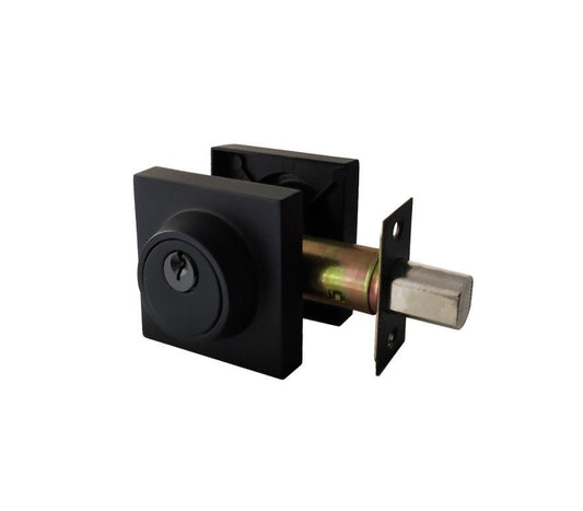 D1 - Astor Matte Black Slimline Square Double Cylinder Deadbolt - Just Doors NSW