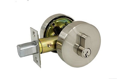 D2 - Round Satin Nickel Slimline Round Single Cylinder Deadbolt - Just Doors NSW