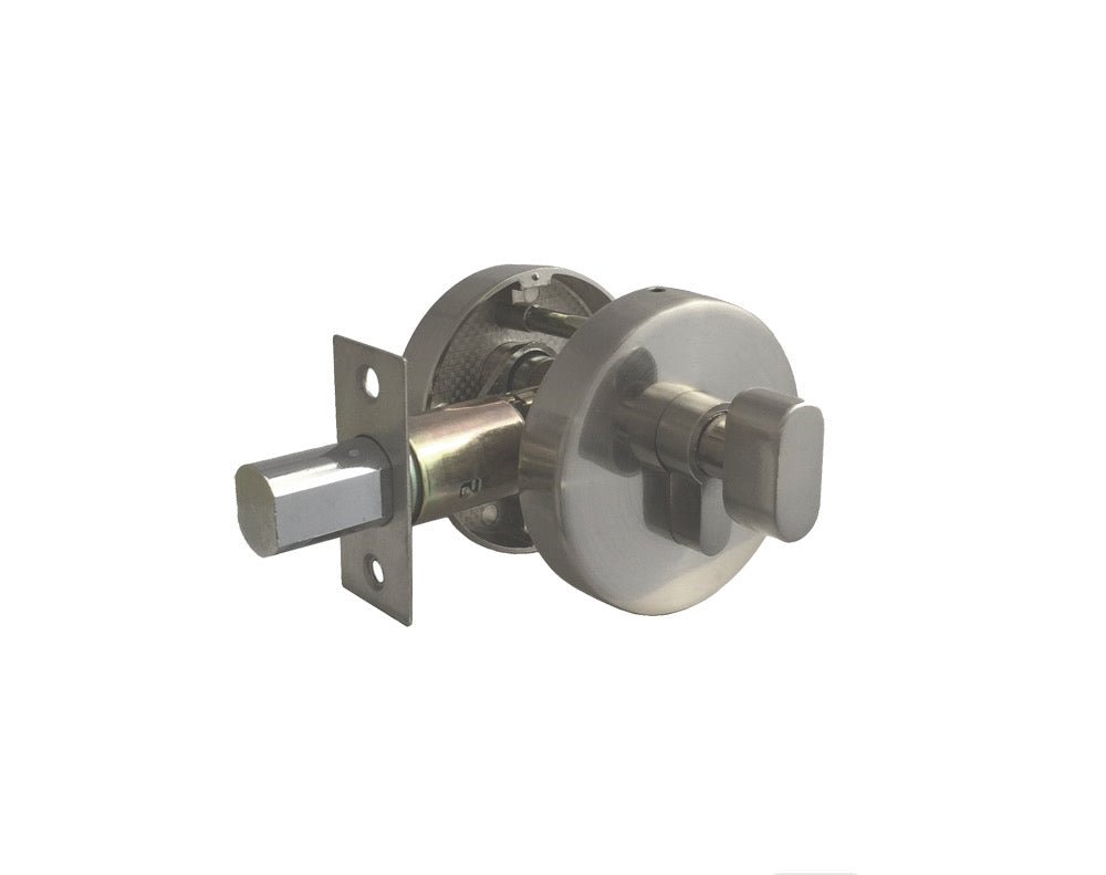 D2 - Round Satin Nickel Slimline Round Single Cylinder Deadbolt - Just Doors NSW