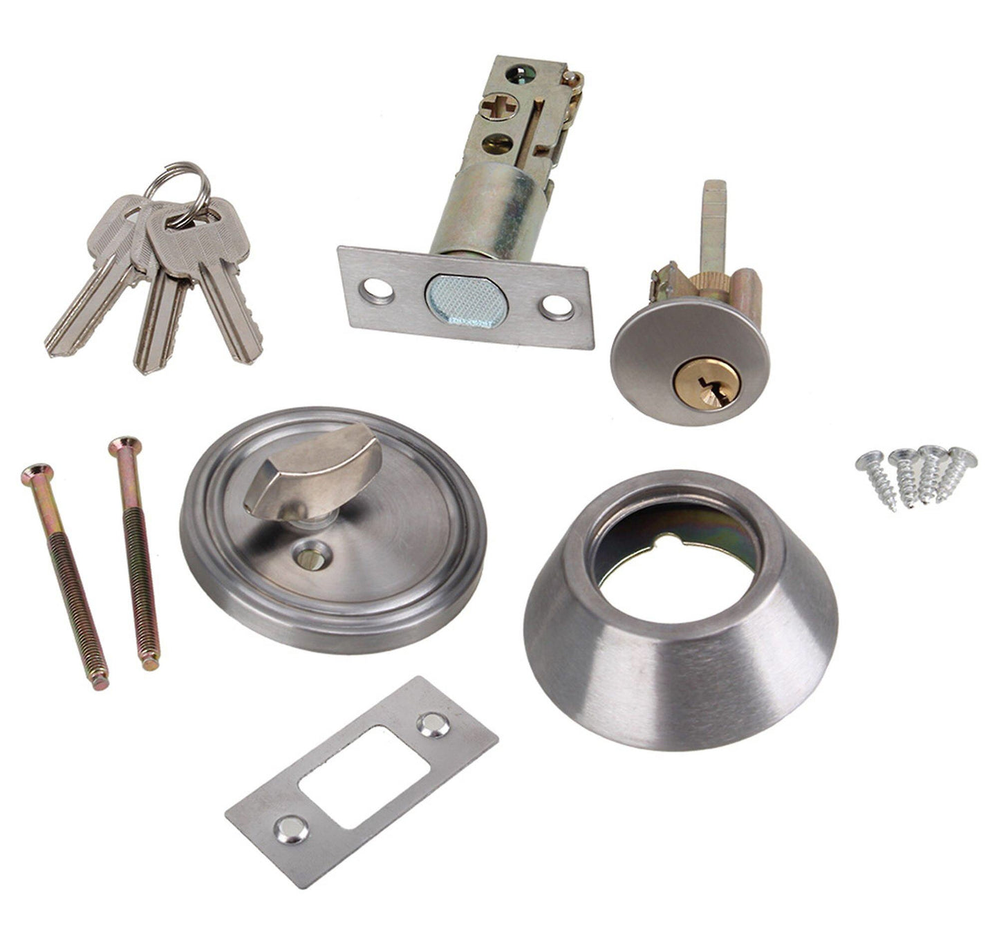 D6 - Single Cylinder Brushed Nickel Deadbolt - Just Doors NSW