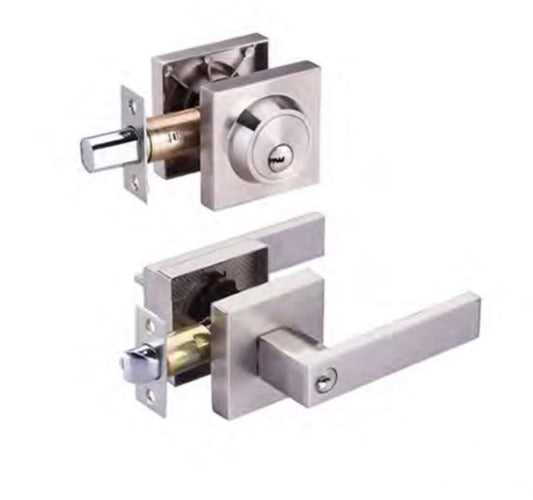 L2 - Brooklyn Satin Nickel Entrance key combo set - Just Doors NSW