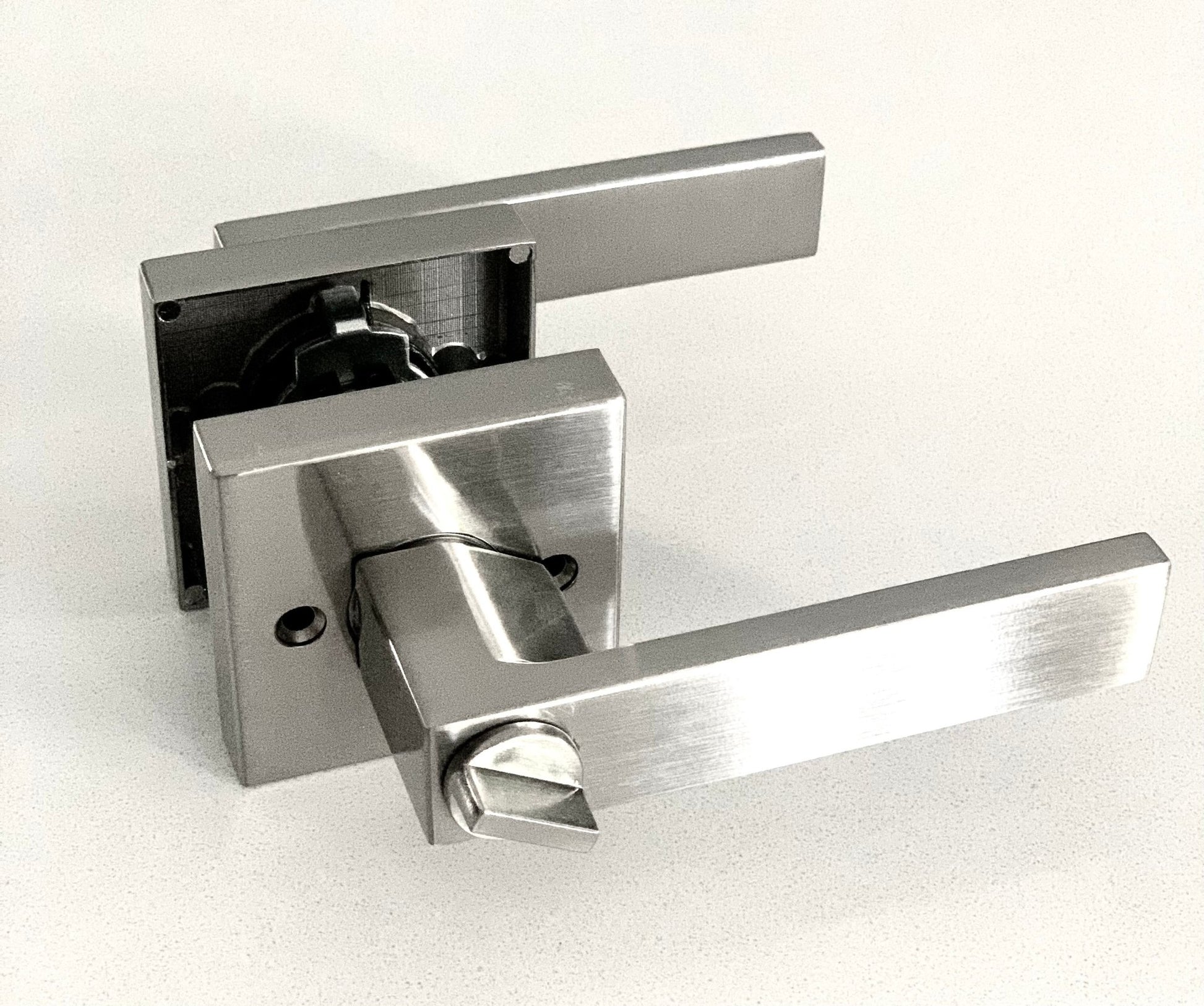 L2 - Brooklyn Satin Nickel Entrance lever - Just Doors NSW
