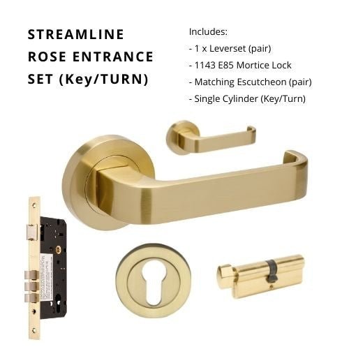 STREAMLINE - Satin Brass - Just Doors NSW