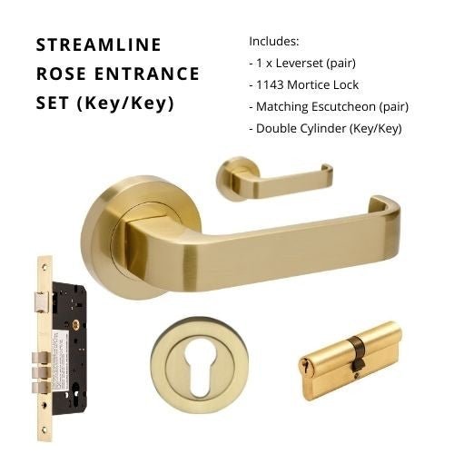 STREAMLINE - Satin Brass - Just Doors NSW